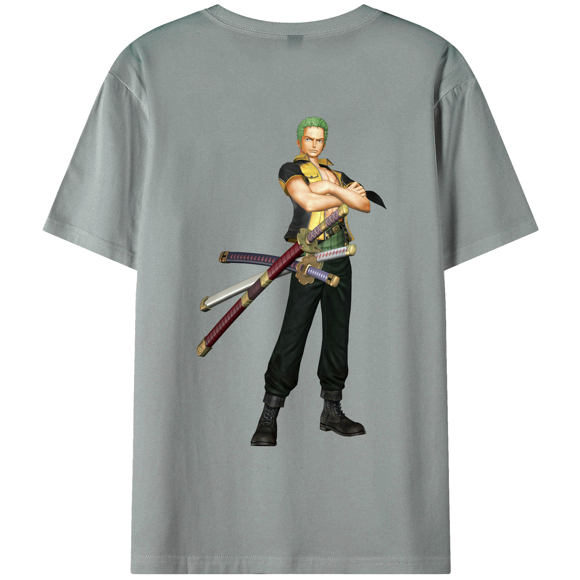 ワンピース ロロノア・ゾロ ONE PIECE Roronoa Zoro 綿100％ メンズ半袖Tシャツ（バックプリント） 通気性
